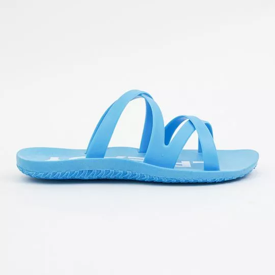 Chinelo Com Inscrição- Azul Claro