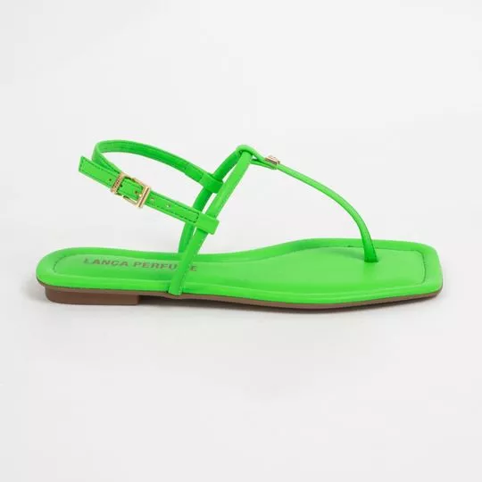 Sandália Rasteira Com Tag- Verde Limão
