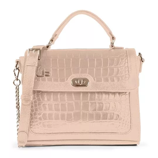 Bolsa Tote Em Couro- Bege Claro