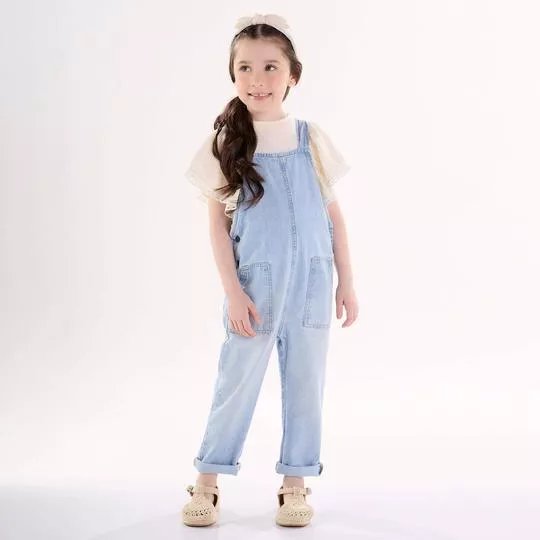 Jardineira Jeans- Azul Claro
