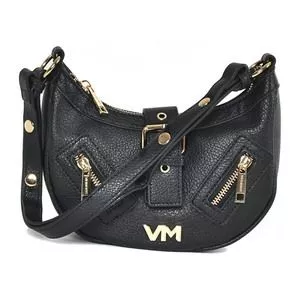 Bolsa De Ombro Com Recortes<BR>- Preta<BR>- 12x22x6cm