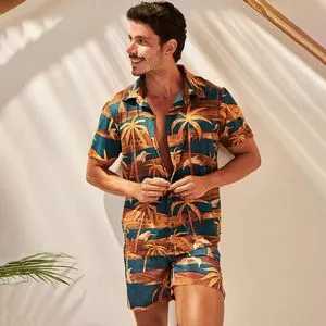 Camisa Golfinhos<BR>- Azul Escuro & Laranja