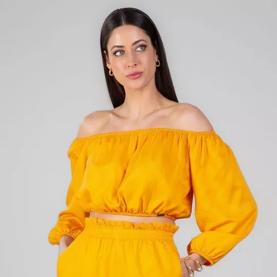 Cropped Com Recortes- Laranja