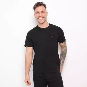 Camiseta Com Bordado<BR>- Preta<BR>- Vide Bula