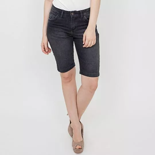 Bermuda Jeans Estonada- Preta