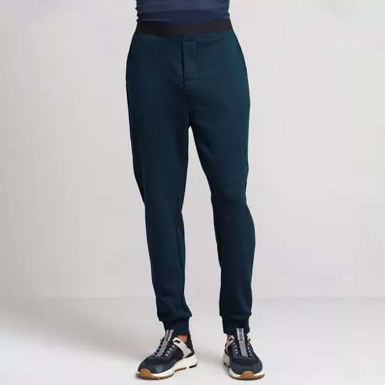 Calça Jogger Com Recortes- Azul Marinho