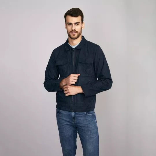 Jaqueta Bomber Acamurçada- Azul Marinho- Highstil