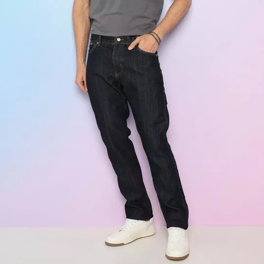Calça Jeans Skinny Com Recortes- Azul Marinho