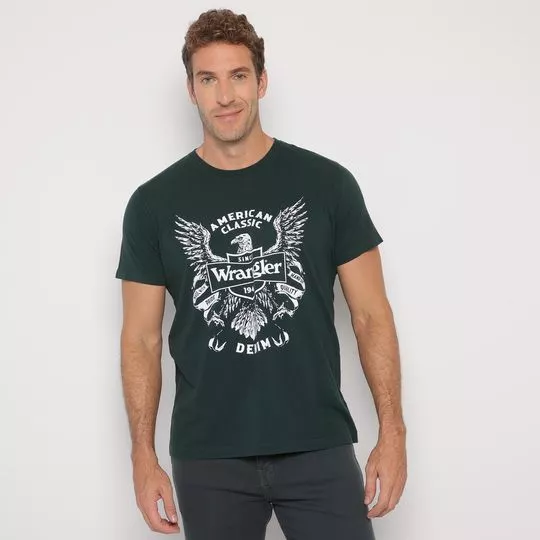 Camiseta American Classic- Verde Escuro & Branca