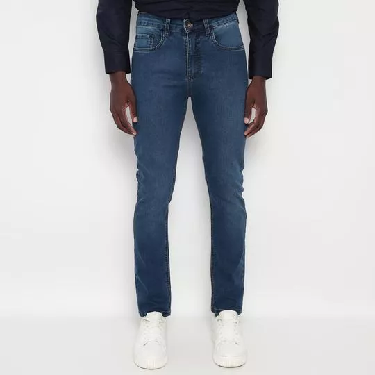 Calça Jeans Skinny Com Bolsos- Azul Escuro