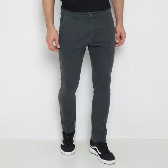 Calça Skinny Com Bolos- Cinza Escuro- Enrico Rossi
