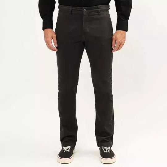 Calça Chino Reta Com Bolsos- Cinza Escuro- USTOP