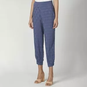 Calça Cropped Poá<BR>- Azul Escuro