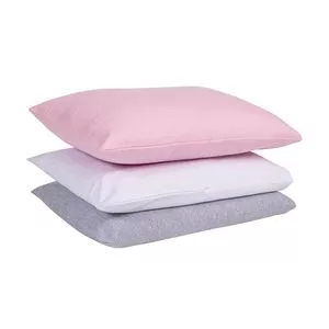 Kit De Fronhas<BR>- Branco & Rosa<BR>- 3Pçs<BR>- Biramar