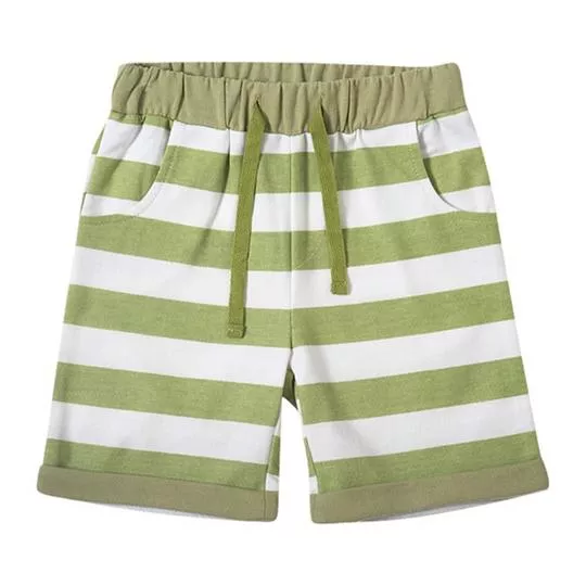 Bermuda Com Listras- Branca & verde