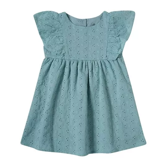 Vestido Em Laise- Azul Turquesa- Tip Top