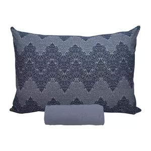 Jogo De Cama Arabescos Solteiro<BR>- Azul & Azul Marinho<BR>- 2Pçs