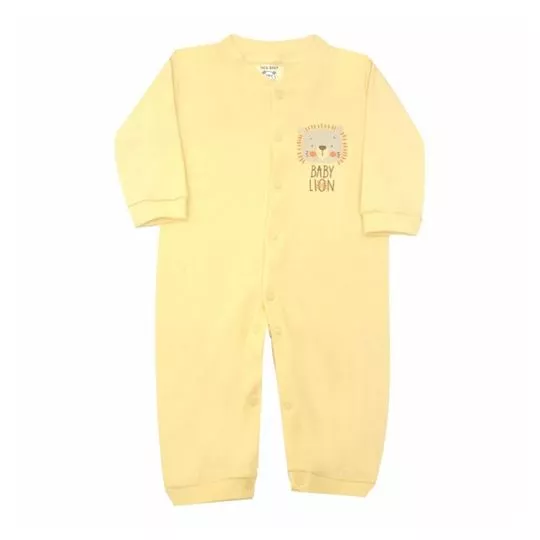 Macacão Leãozinho- Amarelo Claro & Marrom Claro- Ticco Baby