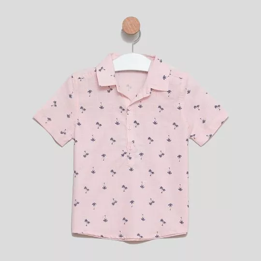 Camisa Coqueiros- Rosa Claro & Azul Marinho