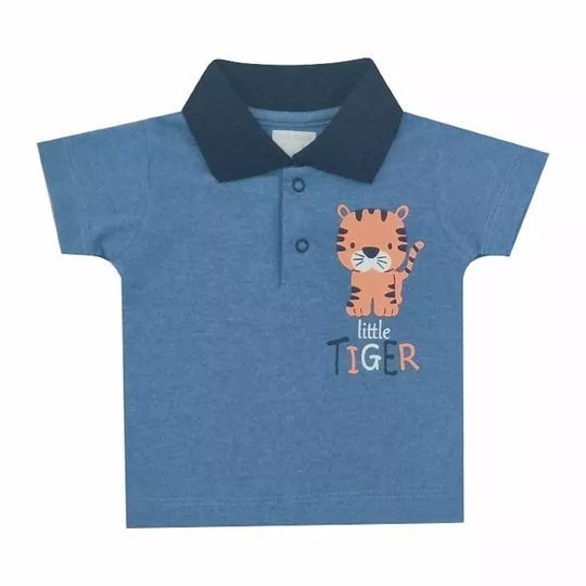 Polo Tigre- Azul & Laranja Claro- Ticco Baby