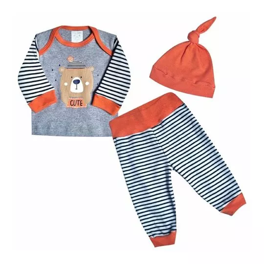 Conjunto De Camiseta & Calça Jogger- Laranja & Azul Marinho- Ticco Baby