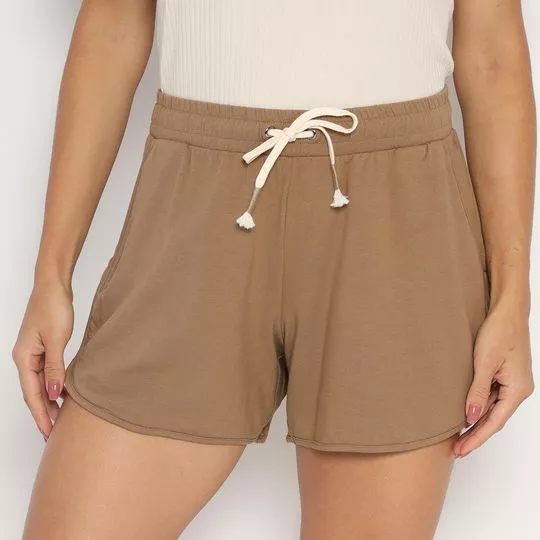 Short Com Amarração- Bege & Branco