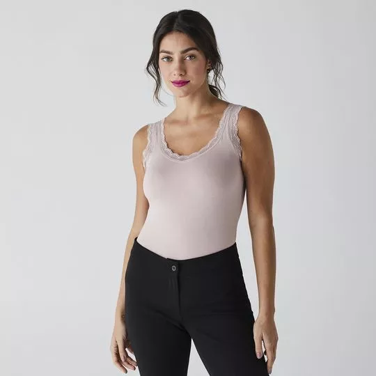 Regata Com Renda- Bege Claro