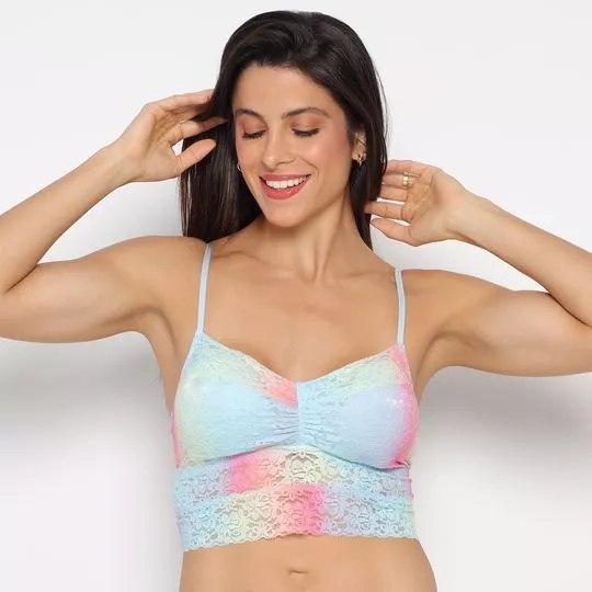 Brallet Em Renda- Azul Claro & Rosa- Hope