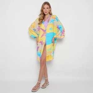 Kaftan Curto Estrela Do Mar<BR>- Amarelo