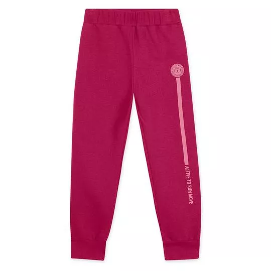 Calça Jogger Com Inscrição- Rosa Escuro & Rosa Claro