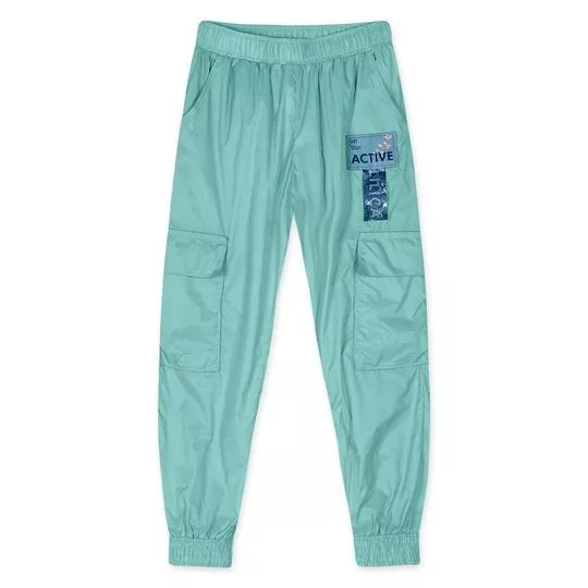 Calça Jogger Com Bolsos- Verde Água & Azul Escuro