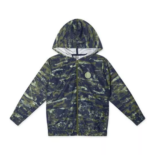 Jaqueta Abstrata- Azul Marinho & Off White