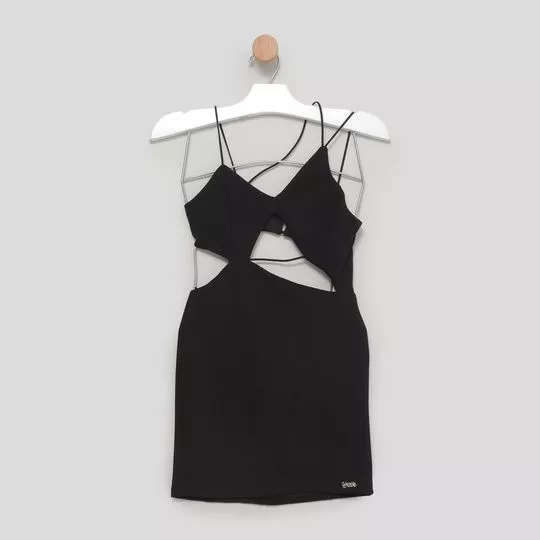 Vestido Com Recortes- Preto