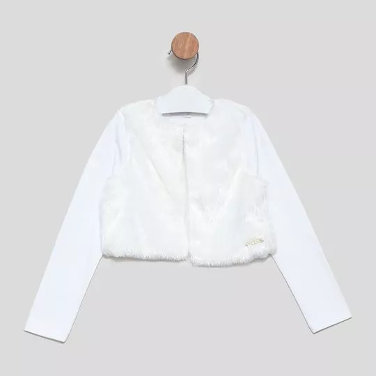 Bolero Com Pelúcia- Off White- Momi