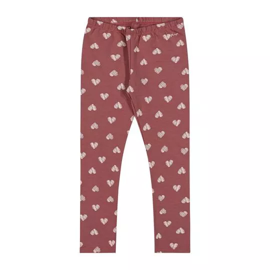 Legging Corações- Marrom & Branca