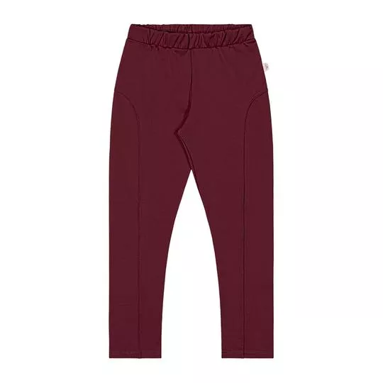 Calça Reta Com Recortes- Vinho