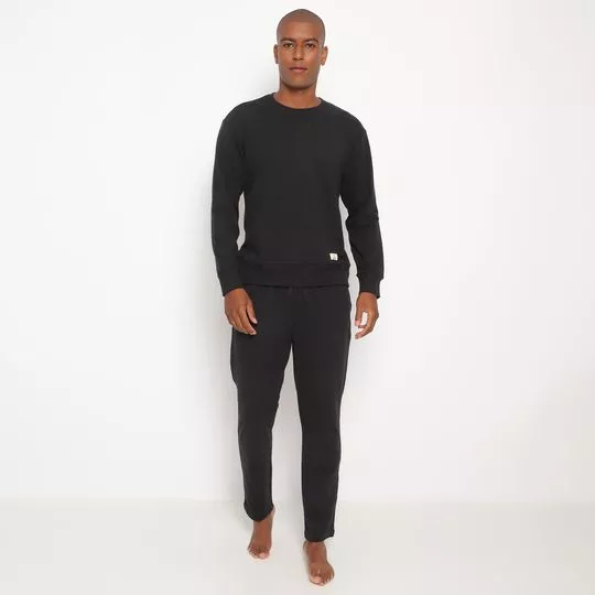 Conjunto De Blusão & Calça Reta- Preto