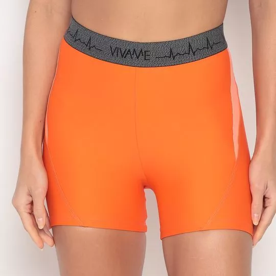 Short Com Recortes- Laranja & Cinza Escuro