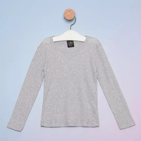 Camiseta Infantil Canelada Com Recortes- Cinza Claro- Bela Notte Pijamas