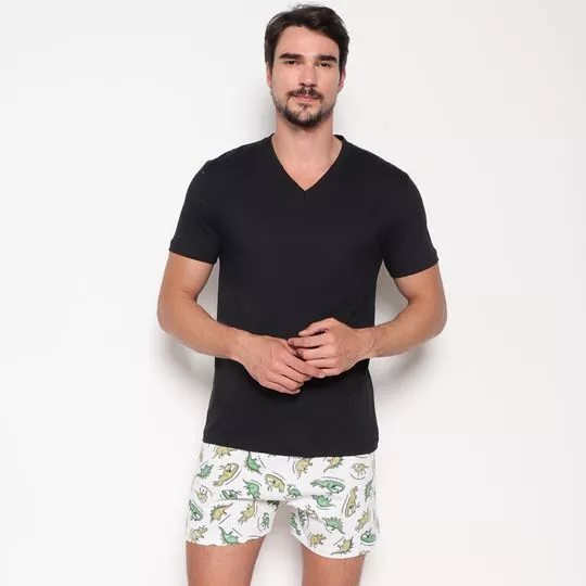 Pijama Dinossauros- Preto & Branco- Zulai