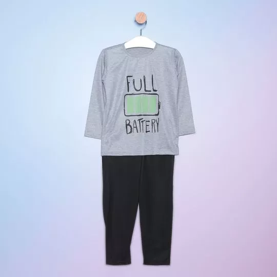Pijama Infantil Full Battery- Azul & Preto- Zulai