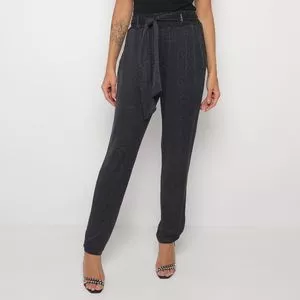 Calça Reta Com Amarração<BR>- Preta