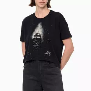 Camiseta Com Recortes<BR>- Preto