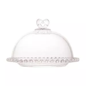 Queijeira Coração<BR>- Cristal<BR>- 13xØ19,5cm<BR>- Lyor