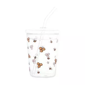 Copo Com Tampa & Canudo Bee<BR>- Incolor & Amarelo Escuro<BR>- 360ml<BR>- Lyor