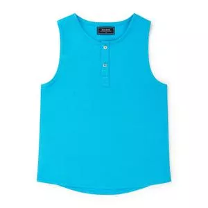 Regata Com Linho<BR>- Azul Turquesa