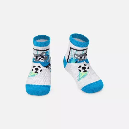 Par De Meias Futebol- Cinza Claro
