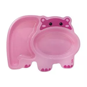 Prato Com Divisórias Hipopótamo<BR>- Rosa & Pink<BR>- 320ml