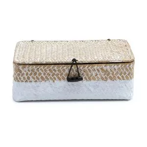 Caixa Organizadora Seagrass<BR>- Branca & Bege<BR>- 24cm<BR>- Oikos