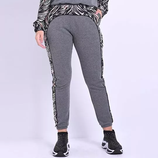 Calça Jogger Abstrata- Cinza Escuro & Preta
